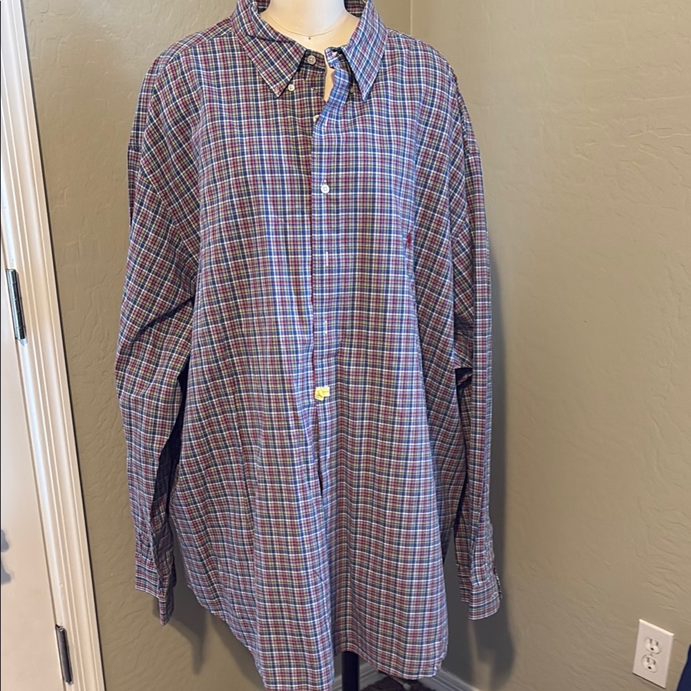 Ralph Lauren Casual Blue and Red Button Down Shirt